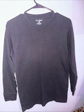 Men’s Black Waffle-Knit Long Sleeve Shirt